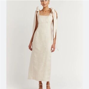 DISSH “Aisle” Cream Sleeveless Dress with Bow Detail